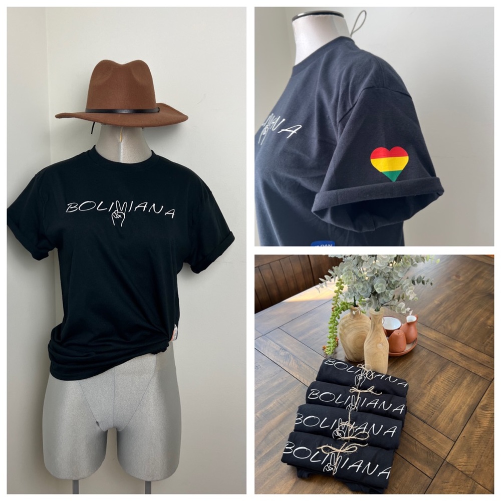 BOLIVIANA Graphic tee t-shirt Short Sleeve in Black PERSONALIZED